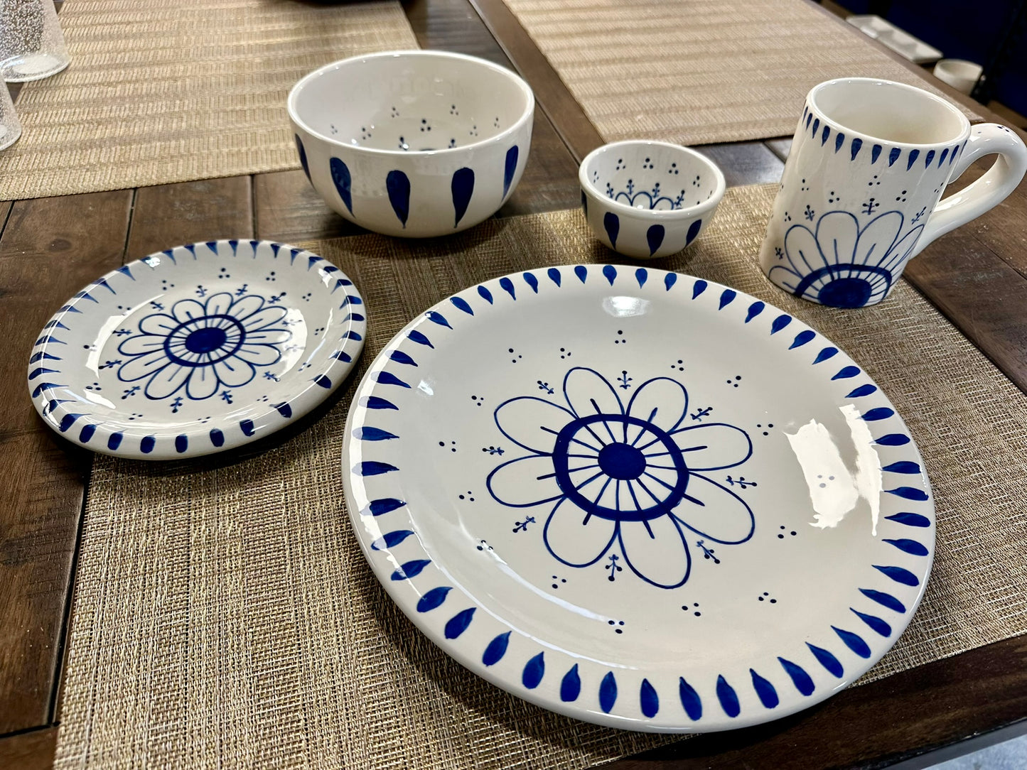 Blue Over White Dinner Plate