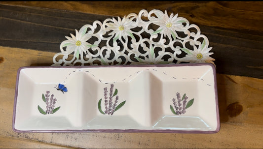 Lavender Butterfly Three Section Dish