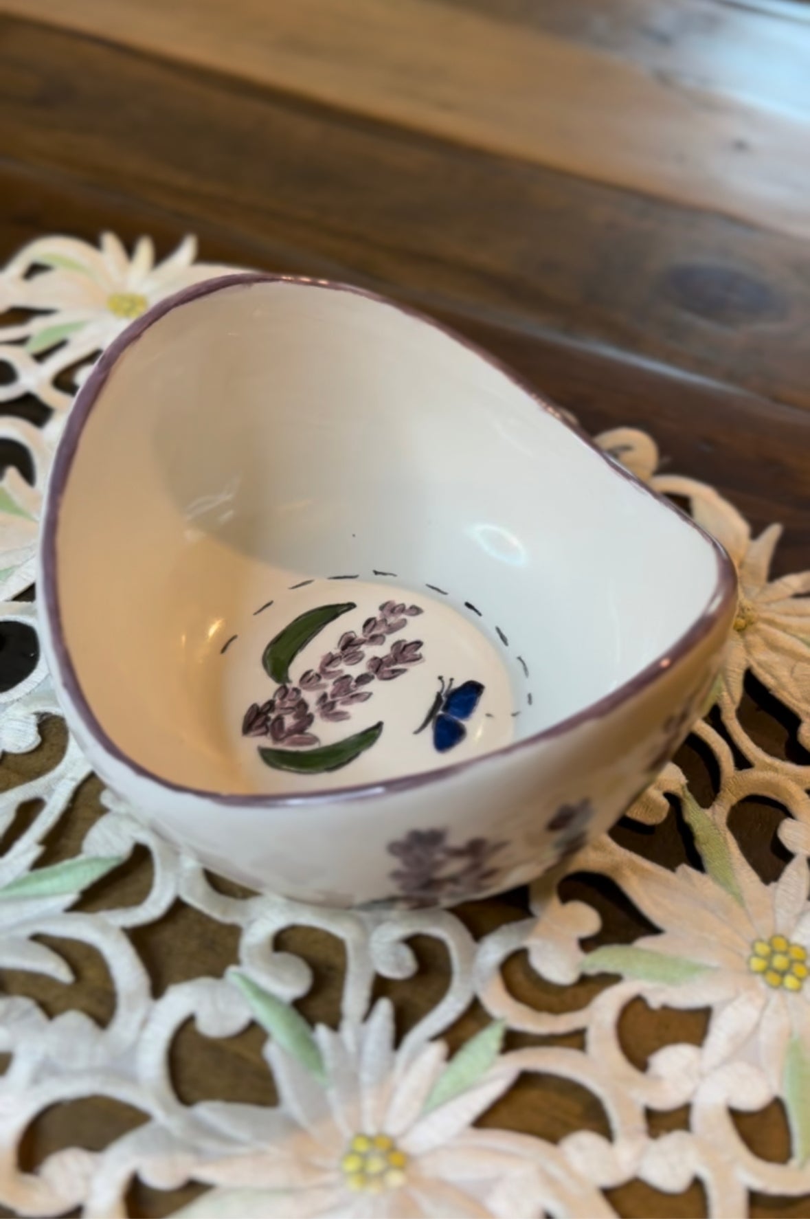 Lavender Butterfly Serving Bowl.