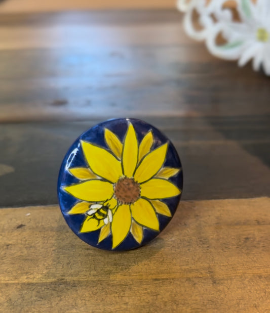 Sunflower Bee Wine Stopper