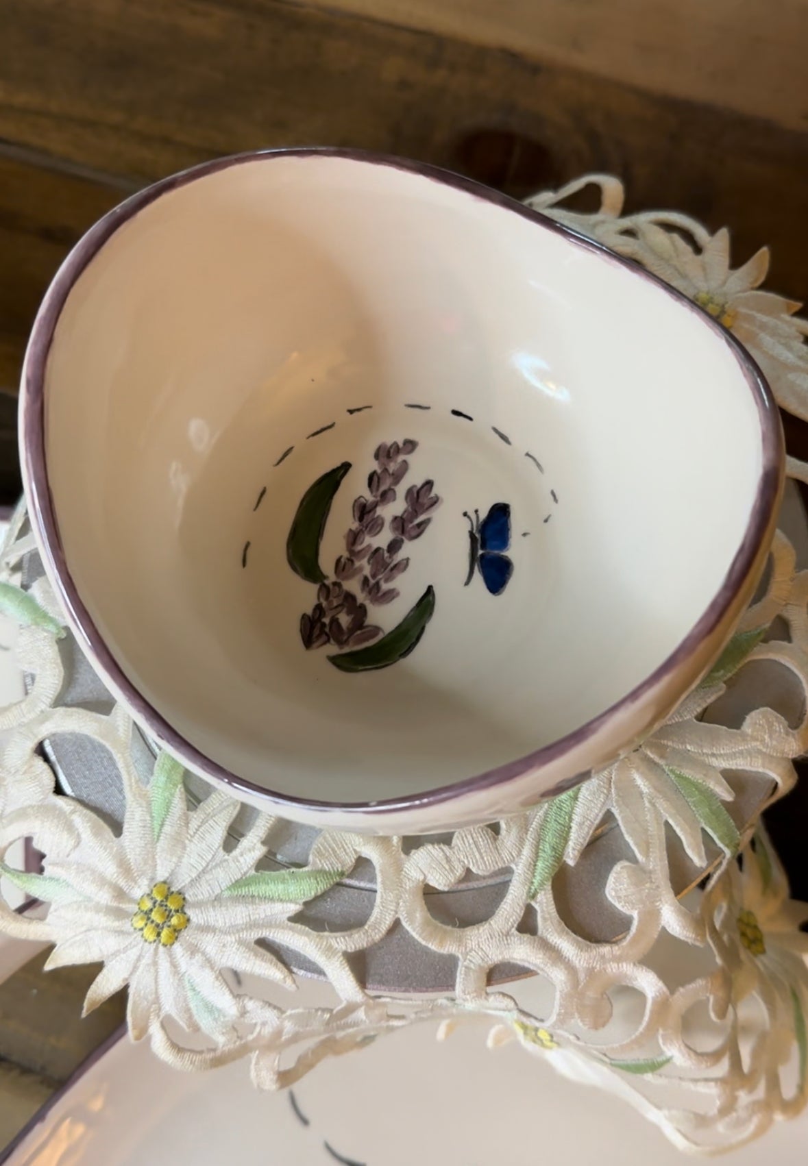 Lavender Butterfly Serving Bowl.