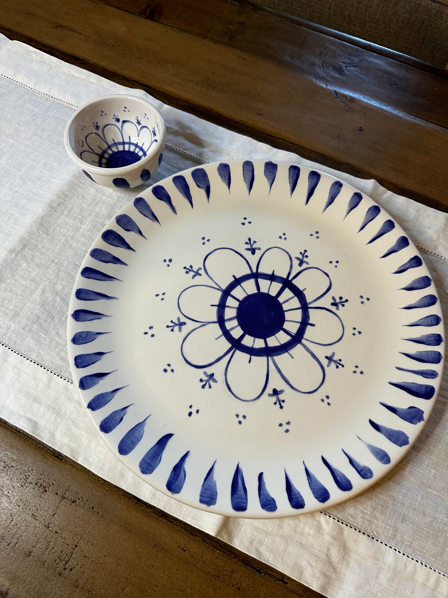 Blue Over White Platter