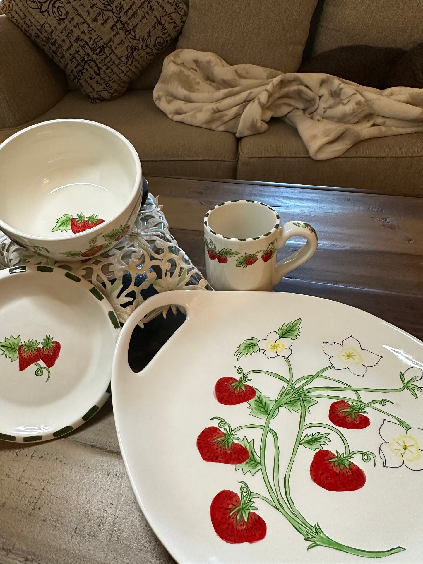 Strawberry Fields Serving Platter with Handles