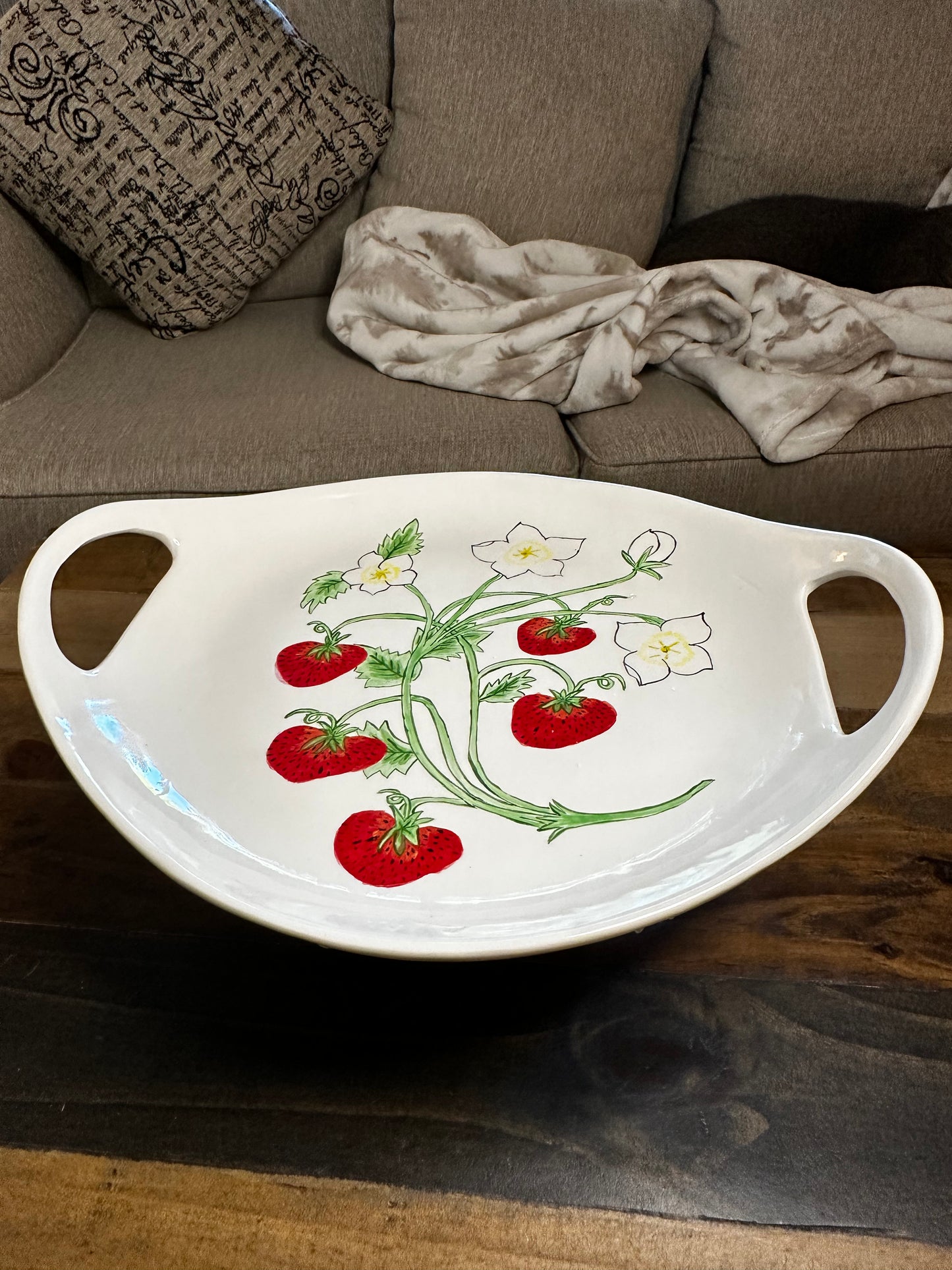 Strawberry Fields Serving Platter with Handles