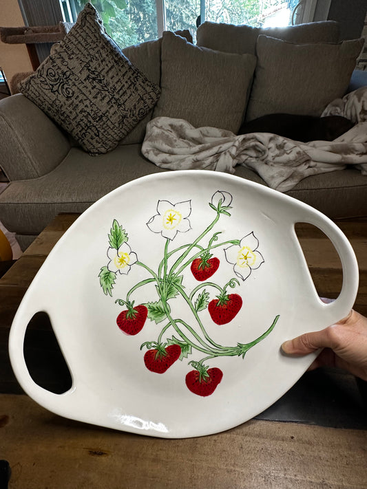 Strawberry Fields Serving Platter with Handles