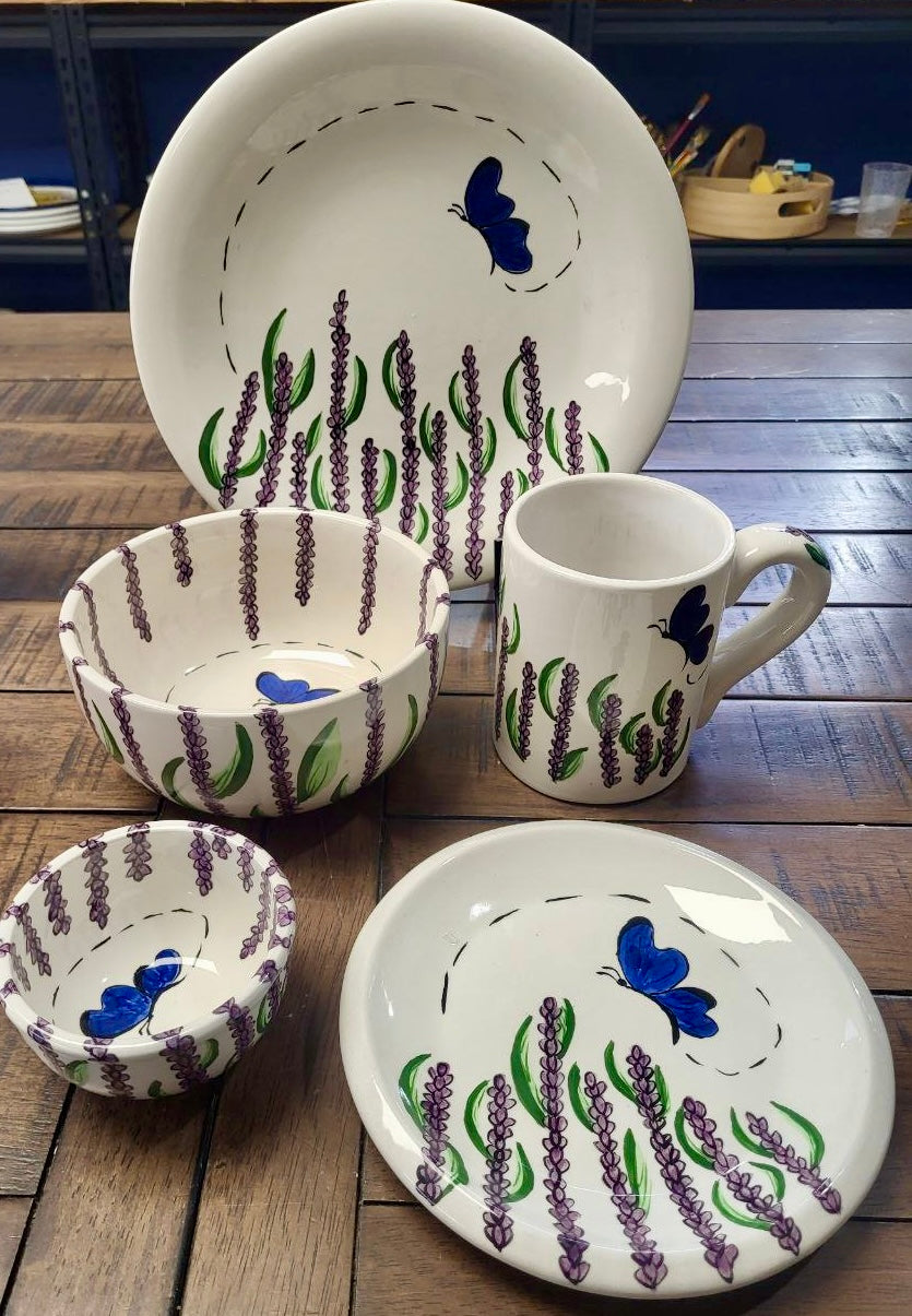 Lavender Butterfly Dinner Set